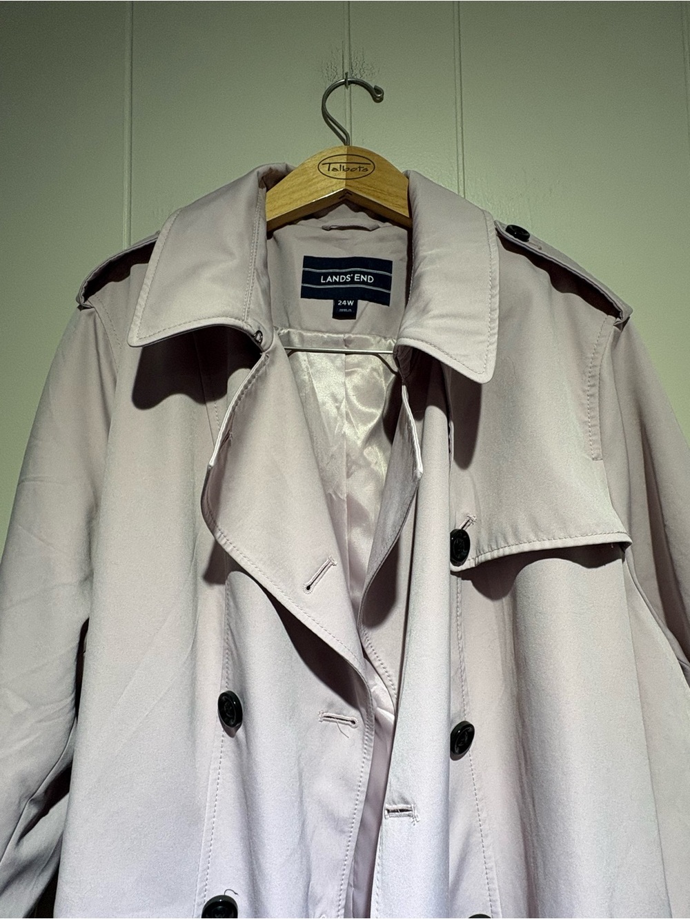 Lands End lavender rain trench coat lightweight spring 24W 3X